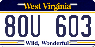 WV license plate 8OU603