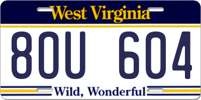 WV license plate 8OU604