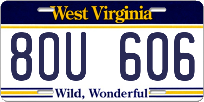 WV license plate 8OU606