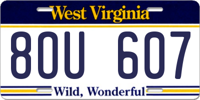 WV license plate 8OU607