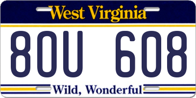 WV license plate 8OU608