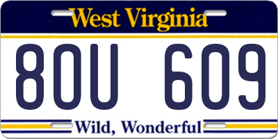 WV license plate 8OU609