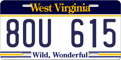 WV license plate 8OU615
