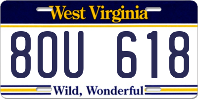 WV license plate 8OU618