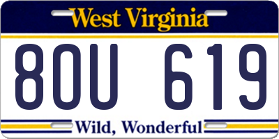 WV license plate 8OU619