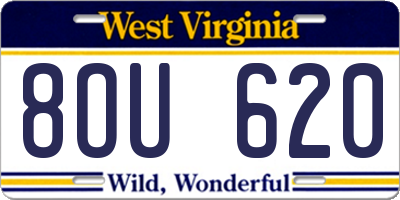 WV license plate 8OU620