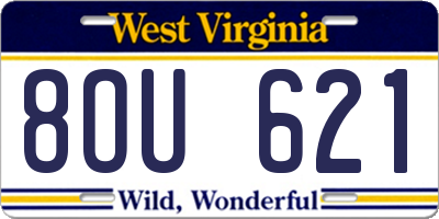 WV license plate 8OU621