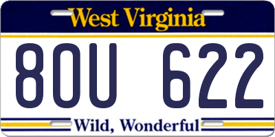 WV license plate 8OU622