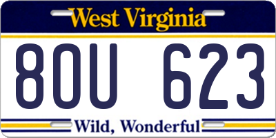 WV license plate 8OU623