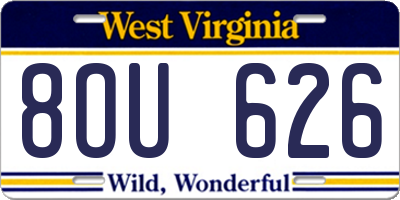 WV license plate 8OU626