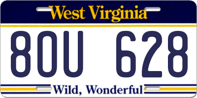 WV license plate 8OU628