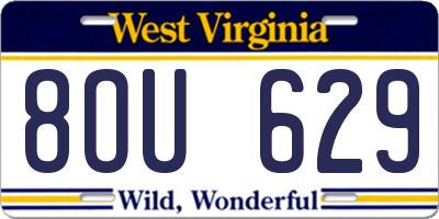 WV license plate 8OU629