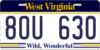 WV license plate 8OU630