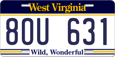 WV license plate 8OU631