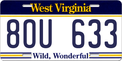 WV license plate 8OU633