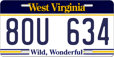 WV license plate 8OU634