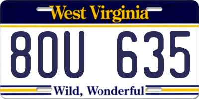 WV license plate 8OU635