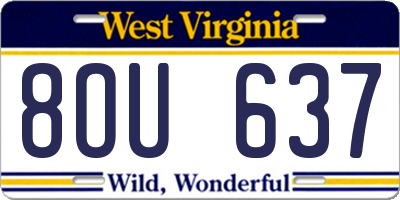 WV license plate 8OU637