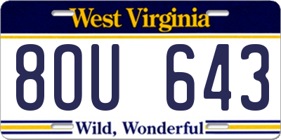 WV license plate 8OU643