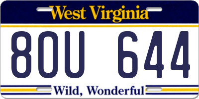 WV license plate 8OU644