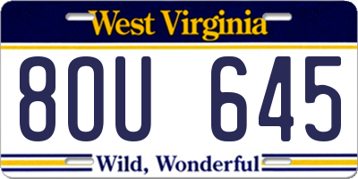 WV license plate 8OU645