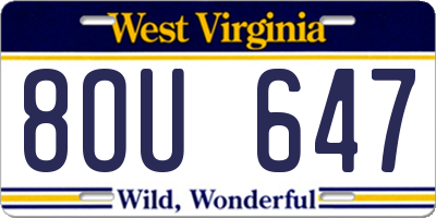 WV license plate 8OU647