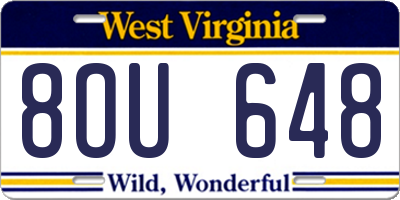 WV license plate 8OU648
