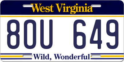 WV license plate 8OU649