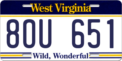 WV license plate 8OU651