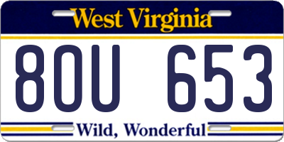 WV license plate 8OU653