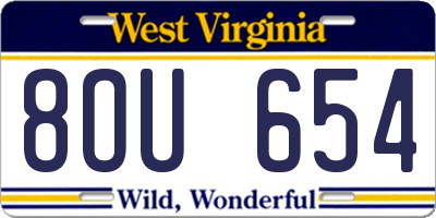 WV license plate 8OU654
