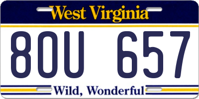 WV license plate 8OU657