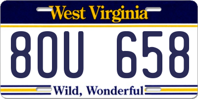 WV license plate 8OU658