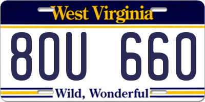 WV license plate 8OU660