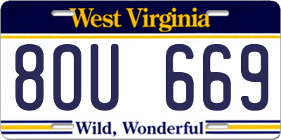 WV license plate 8OU669