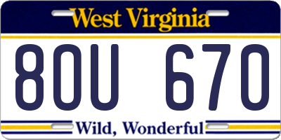 WV license plate 8OU670