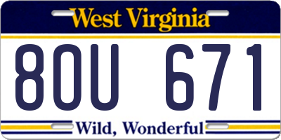 WV license plate 8OU671