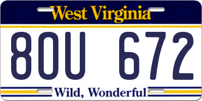 WV license plate 8OU672