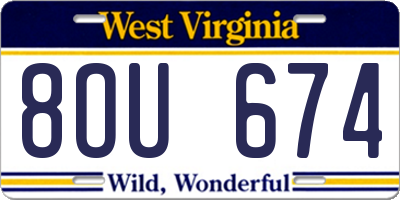 WV license plate 8OU674