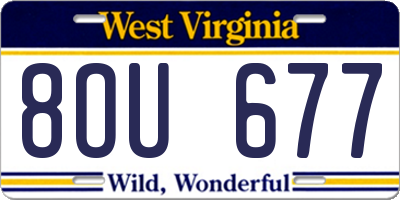 WV license plate 8OU677