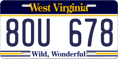 WV license plate 8OU678