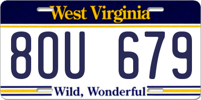 WV license plate 8OU679