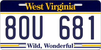 WV license plate 8OU681