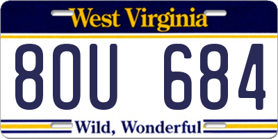 WV license plate 8OU684