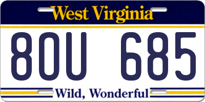 WV license plate 8OU685