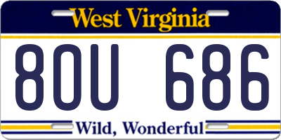 WV license plate 8OU686
