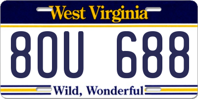 WV license plate 8OU688