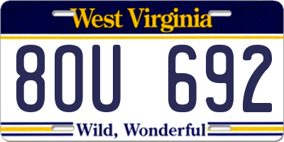 WV license plate 8OU692