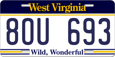 WV license plate 8OU693
