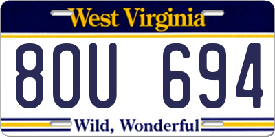 WV license plate 8OU694